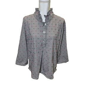 Appleseed’s Blouse Top Shirt Petite Large PL pink, white & black